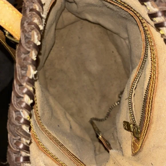 Upcycled Louis Vuitton Black and Brown Monogram Fringe Festival Bag - Picture 5 of 7